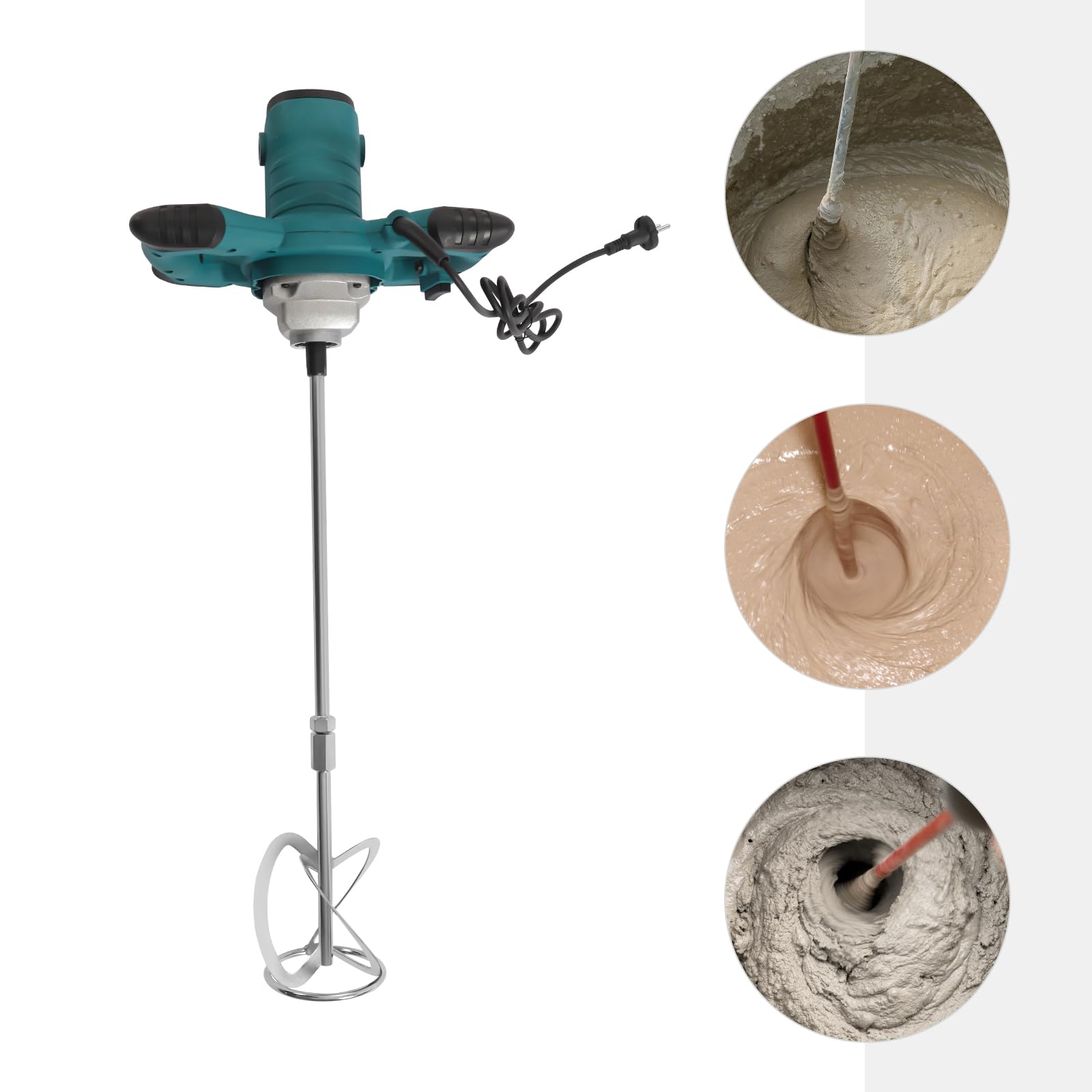 Betonmischer, 2100W Mörtelrührer Rührwerk Beton with 6 Speed Quirl Mörtelrührer m14 Betonrührer Ideal for Mixing Feed, Plaster, Paint, Cement, Mortar etc