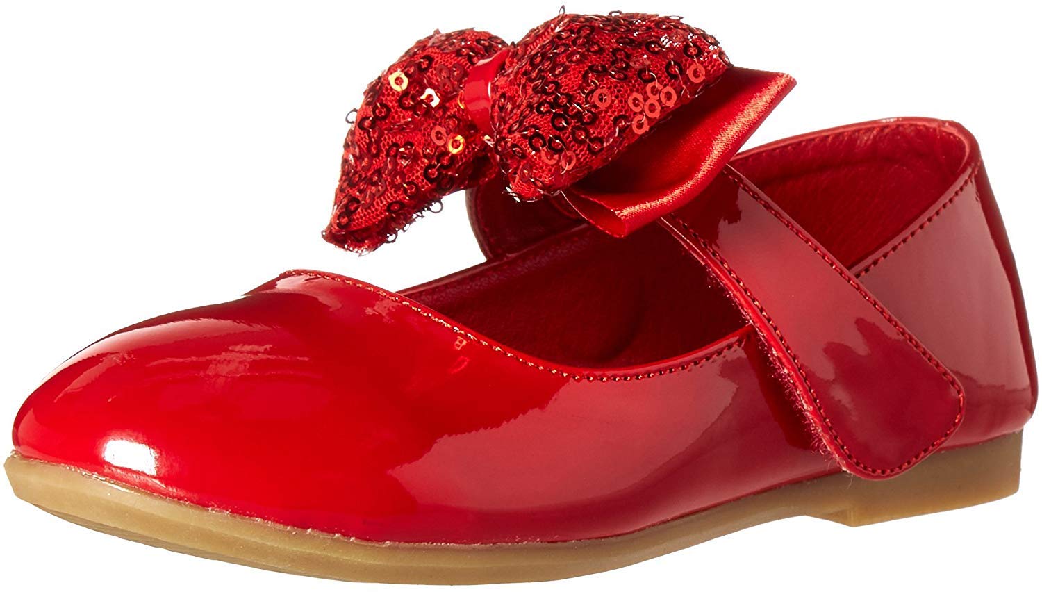 Girls PU Fashion Dress Flat,Red,Toddler,9.5M