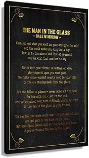 Man In The Glass Poem Poster Dale Wimbrow Poetry Quote Wall Art Canvas Living Room Decorative Paintings for Bathroom Modern Home Decorations Print for Bedroom Vertical Picture Hanging (12x18inch(30x45cm),Framed)