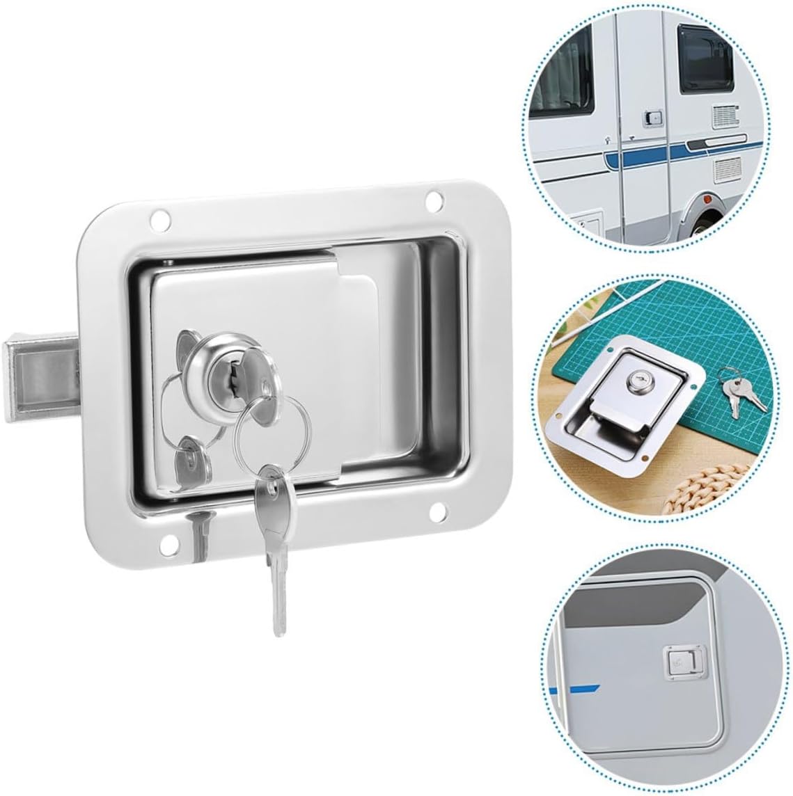 Garneck 2pcs Stainless Steel Flush Mount Paddle Lock for Trailer Box Rv Door Latch Heavy Duty Automotive Part Replacement Latch for Horse Trailer Truck with Sleek Design and Easy