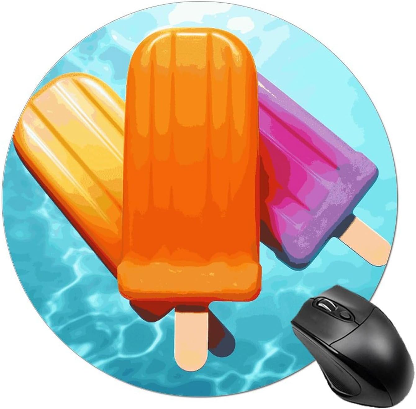 Round Mousepad with Non-Slip Rubber Base MouseMat Washable Waterproof Gaming Mousepad Ice Popsicles Mice Pad for Computer Office Desk Accessories 7.8x7.8 Inches