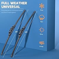 Vista 3 de MIKKUPPA Limpiaparabrisas de 24 + 24 pulgadas, repuesto para Dodge Ram 1500 2500 2002-2008, para todas las estaciones, paquete de 2