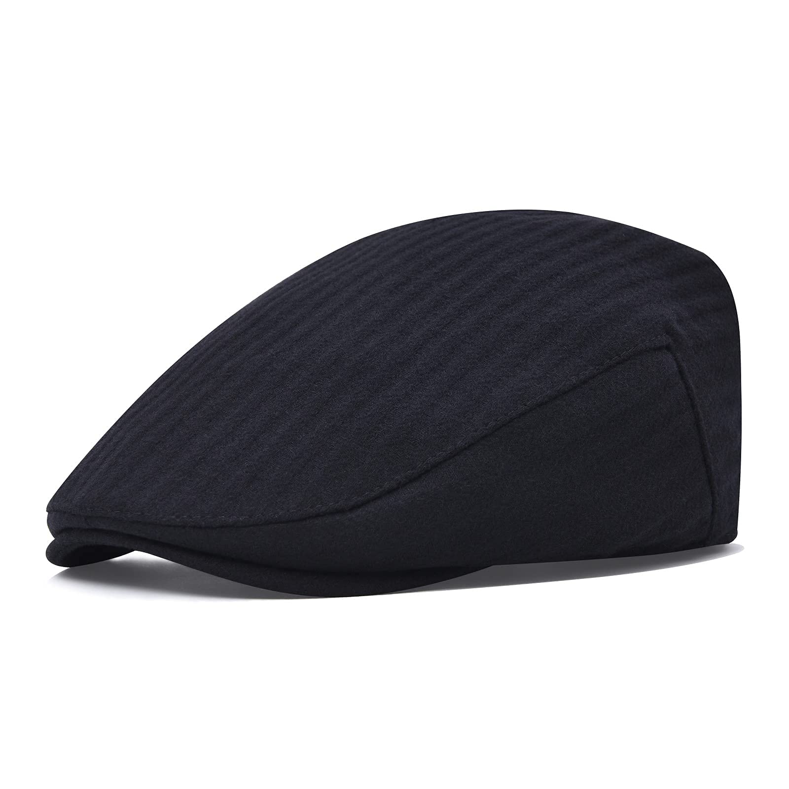 STARANCE Men Hat Wool Blend Newsboy Ivy Tweed Flat Cap (Black, 7 1/2)