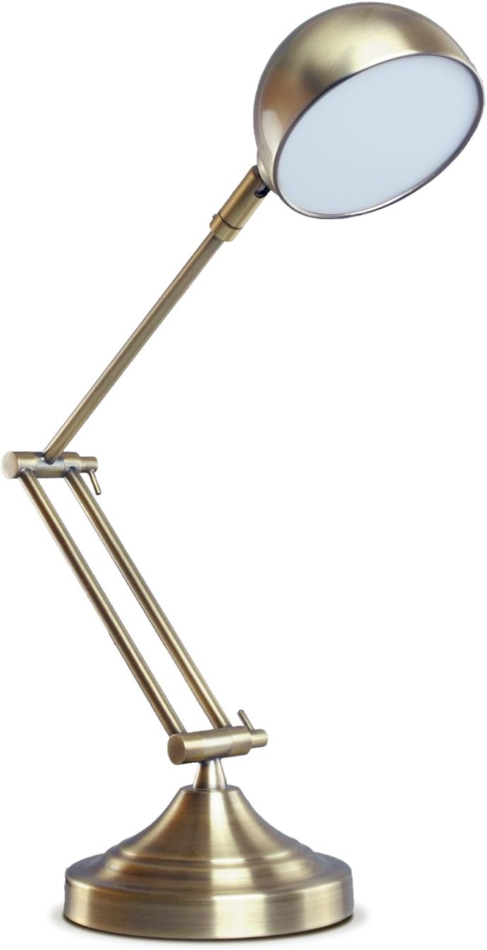 Swing Arm Desk Lamp 7W LED Energy-Efficient Architect Reading Lamp with Rotatable Head,Antique Brass Finish