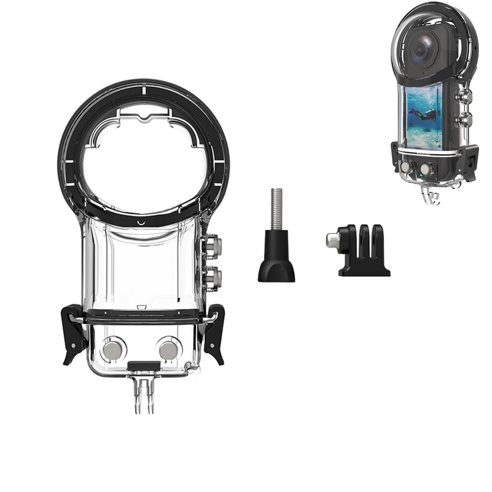 LICHIFIT 40M/131FT Waterproof Case for Insta360 X5 Panoramic Camera Dive Case Underwater Protective Housing Case Cover Diving Shell Cage with Expansion Interfaces and 1/4 screw port adapter