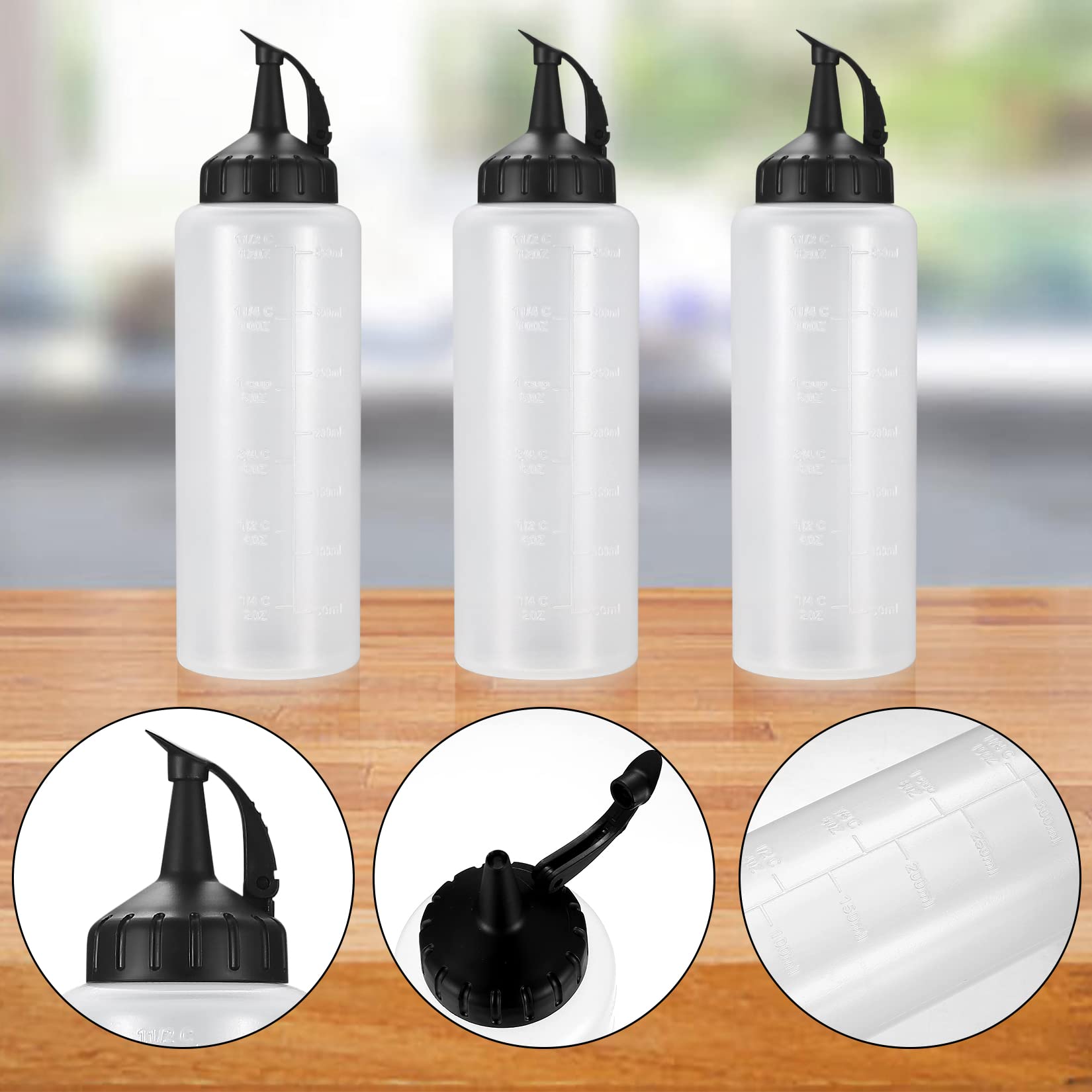 3 Bottiglie Squeeze 350ml Con Tappi - Dispenser Per Salse, Ketchup, Mayo - Foto 2