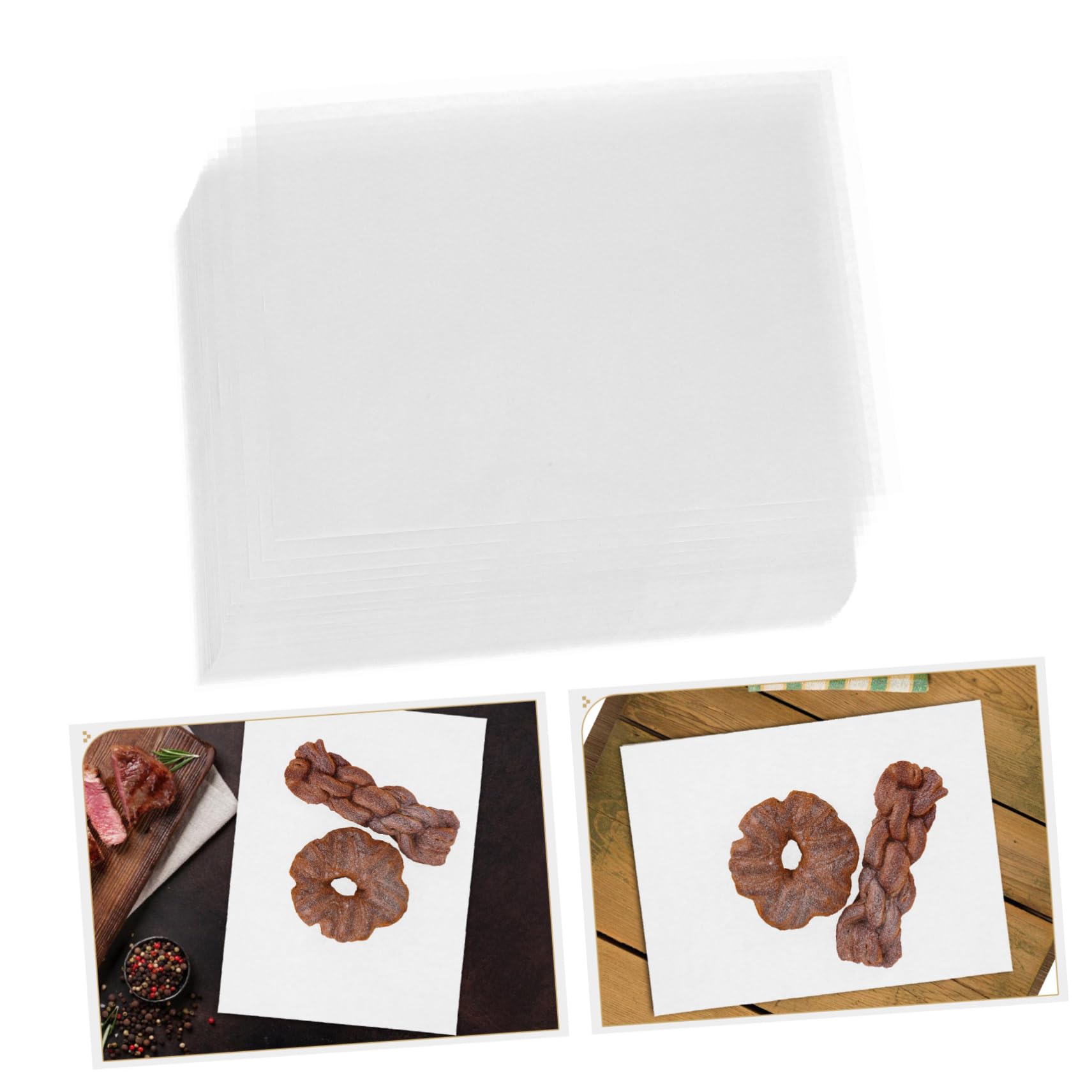 100piezas Papel De Hornear Sin Blanquear Hojas De Papel Antiadherentes Para Hornear Freidoras De Aire y Cocinar Al Vapor Resistente Al Calor Aceite Para Uso Cocina