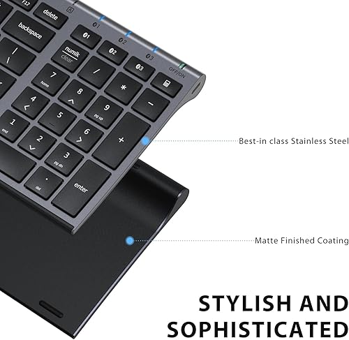 Vista 12 de iClever - Teclado Bluetooth recargable para varios dispositivos, bluetooth 5.1 con teclado numérico, diseño ergonómico, tamaño completo, conexión