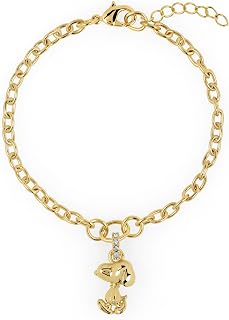 Peanuts Damen-Armband aus vergoldetem Messing, leicht, verstellbar, 19 cm, für Muttertag, Weihnachten, Valentinstag, Geschenke