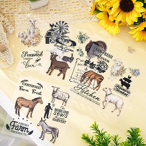 Calcomanías de transferencia Whaline estilo granja con letras para frotar 5
