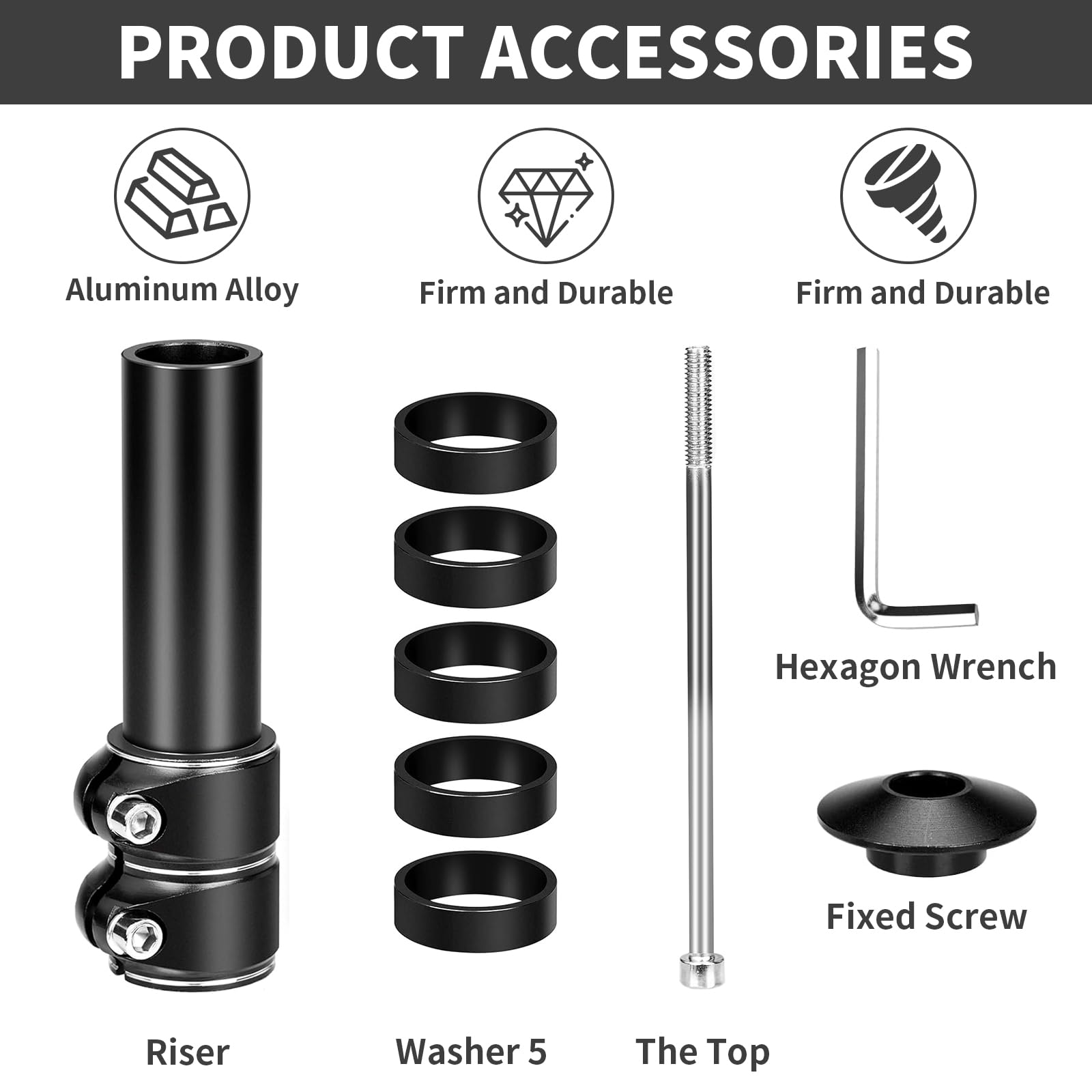 Bike Stem Riser Adjustable,Handlebar Extender, Increases Height Up to 5.2