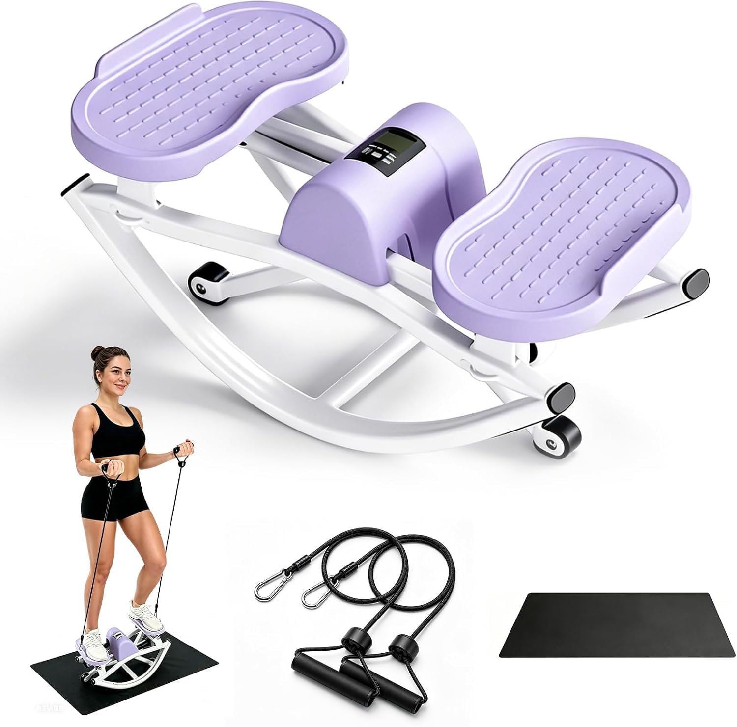 Rock Stepper, U-shaped Lateral Stepper with LCD Monitor, Resistance Bands