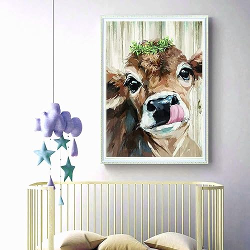 Miniatura 3 de PASSDONE Arte de diamante de vaca colorido DIY 5D vaca diamante kits de pintura para adultos pintura de diamante vaca taladro completo arte arte por