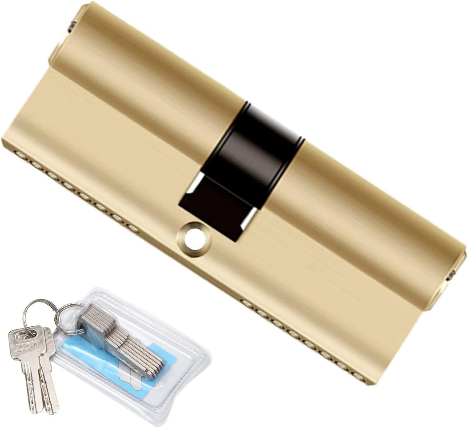 Chuangou Golden Brass 35/35 Euro Cylinder Lock (70Mm), Euro Door Barrel Lock With 8 Keys, Anti-Bump, Anti-Drill And Anti-Pick Door Lock With Key