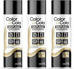 Espuma Expansiva Selante Vedante Reparo Acustivo Preenchimento Uso Geral PU Profissional 500ml Com aplicador - Kit 3 Unidades