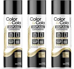 Espuma Expansiva Selante Vedante Reparo Acustivo Preenchimento Uso Geral PU Profissional 500ml Com aplicador - Kit 3 Unidades