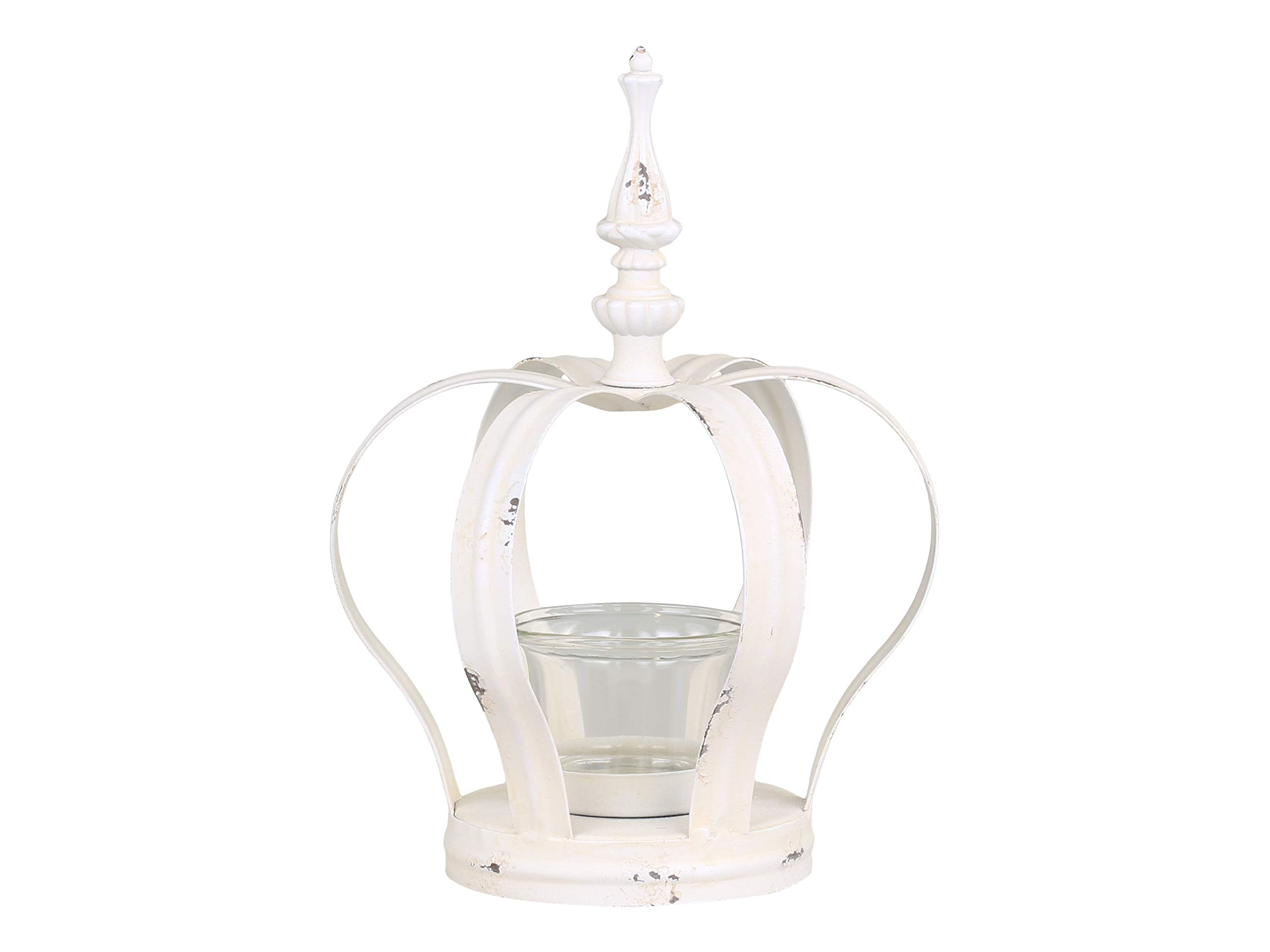 Chic Antique - Antique white crown candle holder
