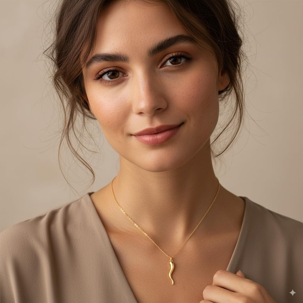 Gold Necklace for Women 14K Gold Pendant Necklaces for Women Trendy Inspired by the Classic Italian Cornicello Talisman Charm Italian Horn Necklace for Womens