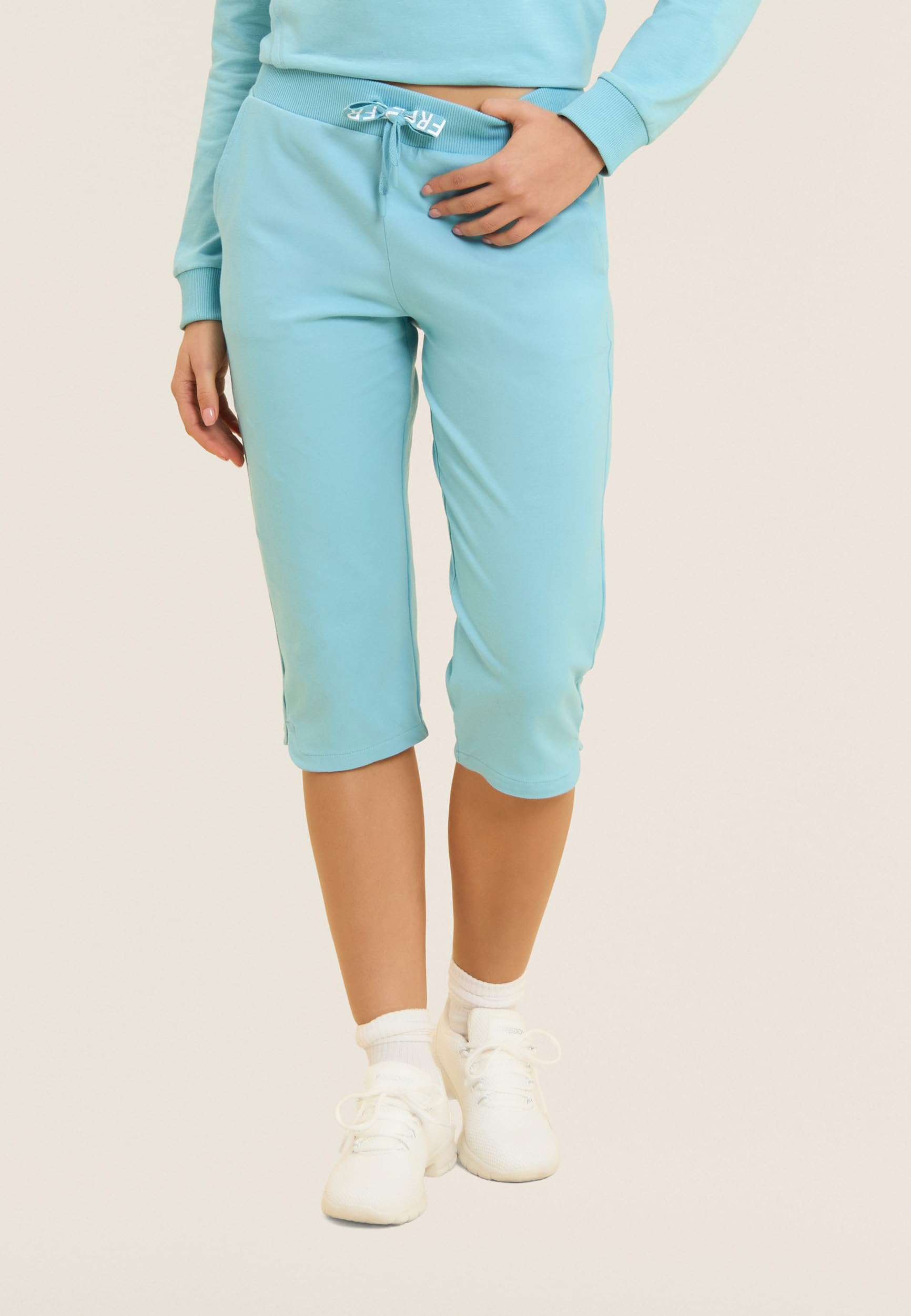 FREDDY - Pantaloni Corsaro con Fondo Stondato E Logo, 92% Cotone 8% Elastan