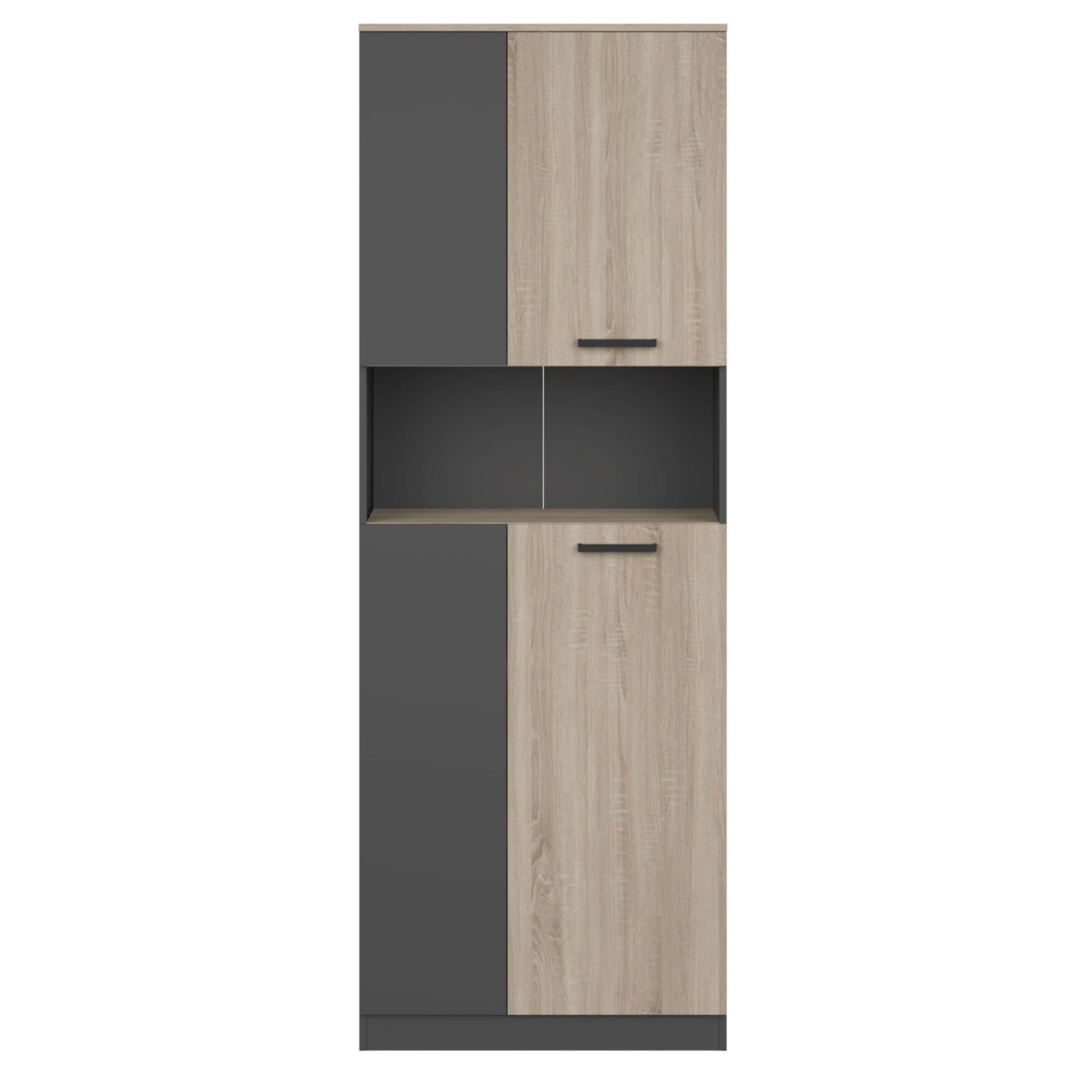 Miroytengo Armario de Oficina Nibis 2 Puertas Cuenta con 1 Hueco de Almacenamiento en el Centro Roble Sonoma y Gris Antracita 80x223x40 cm