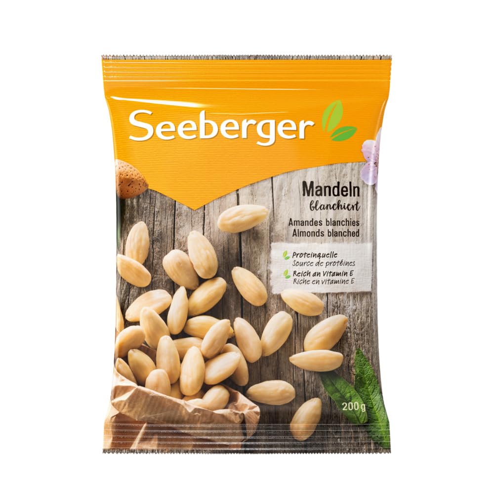 Seeberger Mandeln blanchiert 12er Pack: Große ganze Mandelkerne ohne Haut - reich an Vitaminen - knackige Kerne mit mild-süßlichem Aroma ohne Salz, vegan (12 x 200 g)