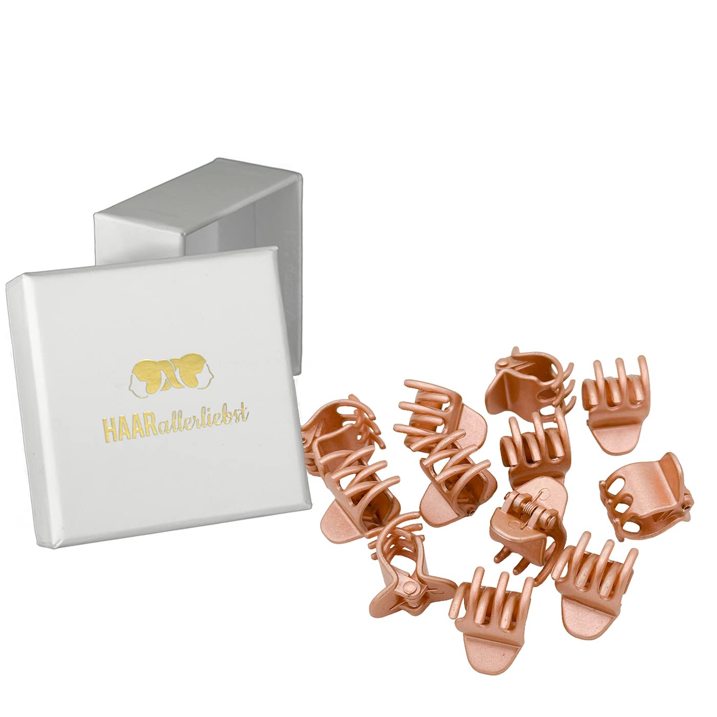 HAARallerliebst Small Hair Clip Set of 12, Small Hair Clip for Women, Hair Clips Women's Rose Gold, Small Hair Clips