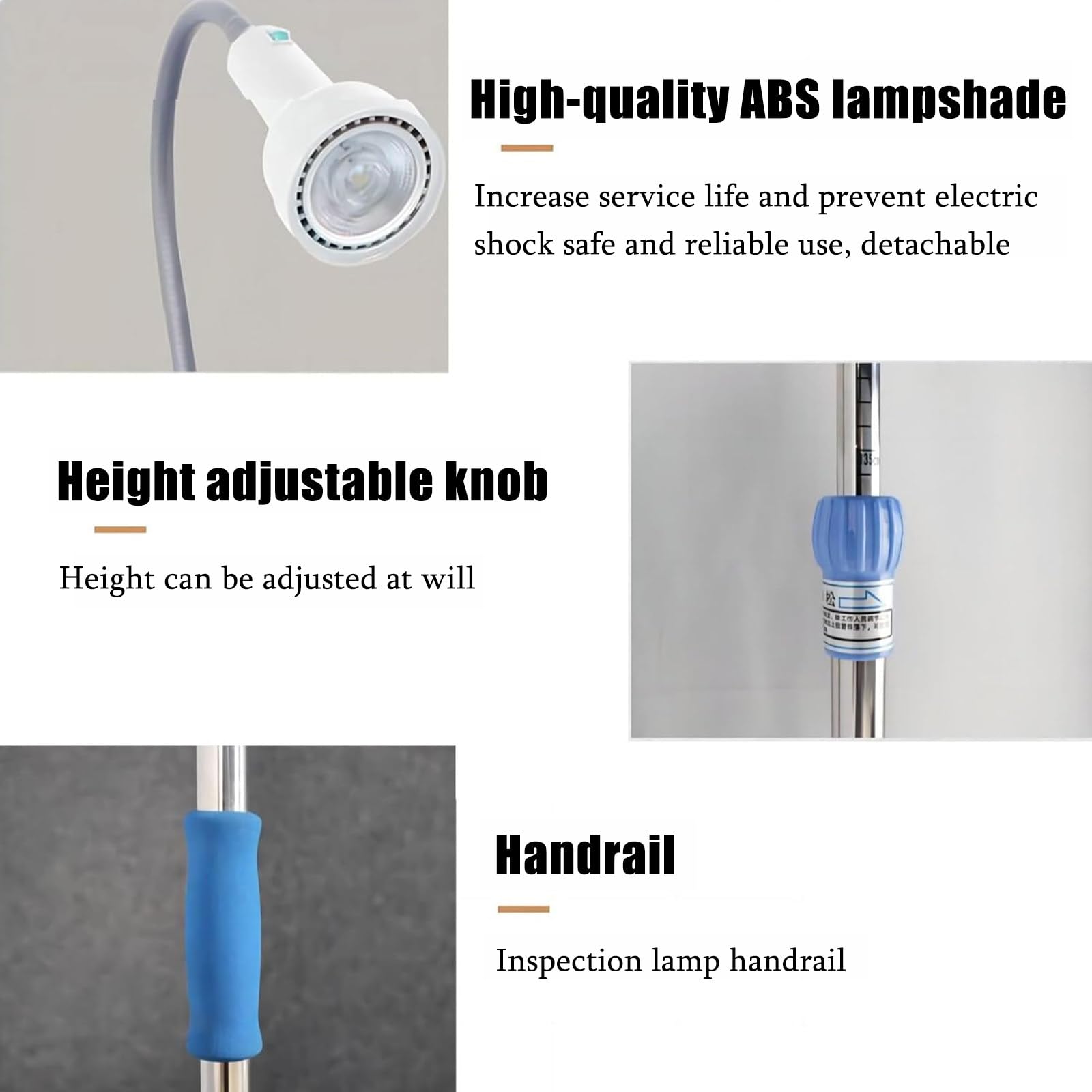 Lampada Per Visita Medica, Lampada Per Visita Chirurgica A Led, Lampada Per Visita Ginecologica Con Supporto Da Pavimento, Base Ponderata, Altezza Regolabile, Adatta Per Ambulatori
