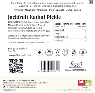 Add me Add Me Homemade Jackfruit Pickle 300g, Kathal ka achar Tasty Pickle Glass Jar
