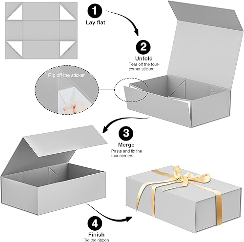 Miniatura 2 de HavrePac Paquete de 6 cajas de regalo grandes de 13.8 x 9 x 4.3 pulgadas, cajas de regalo de lujo con tapas, caja de regalo con cierre magnético