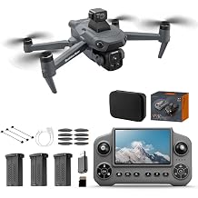 V918 GPS Drones with 8K Camera for Adults, 5 inch Screen, 90 Mins Flight Time, 3KM Long Control Range, 360 Obstacle Avoidance for Indoor, Headless Mode, GPS Auto Return, Circle Fly and Follow Me, Lightweight and Foldable RC Quadcopter for Beginner Gifts Toy, Under 249g
