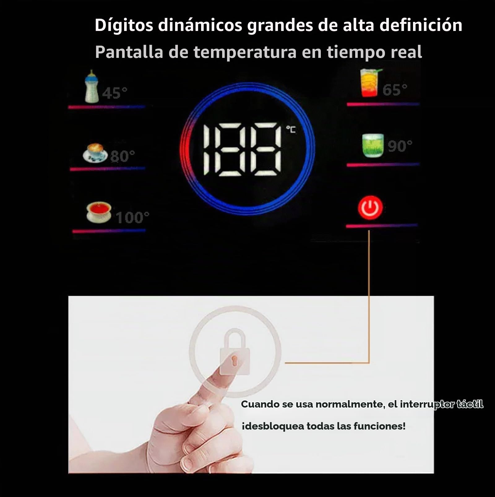Dispensador De Agua De Pie con Carga Inferior,Enfriador De Agua Embotellada Fría/Caliente,Control Táctil De 5 Temperaturas,para Salón Y Oficina,Agua Helada,Tibia Y Caliente