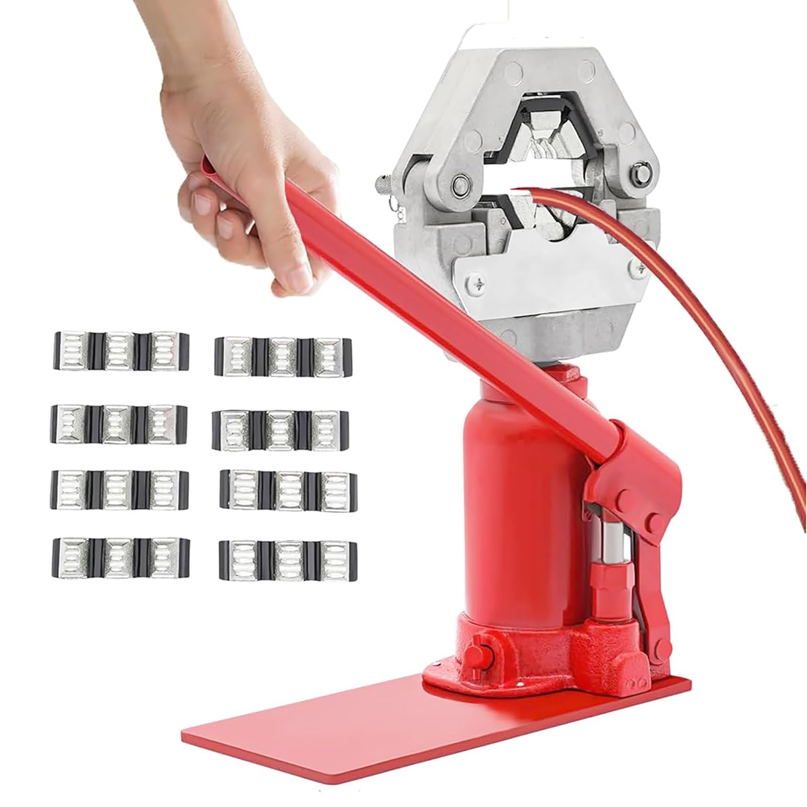 Zaciskarka hydrauliczna 7T, narzędzie do zaciskania węży z 4 matrycami, ręczna zaciskarka do węży do podnośników butelkowych, pras do węży rolniczych do oprysków, narzędzie do zaciskania węży o śred