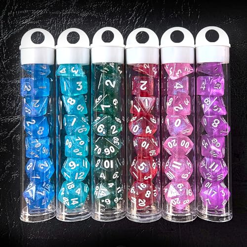Moonstone 10mm Mini DND Dice Set for MTG RPG Dungeons and Dragons Role Playing Game, Assorted Colored 6X7 42pcs Set