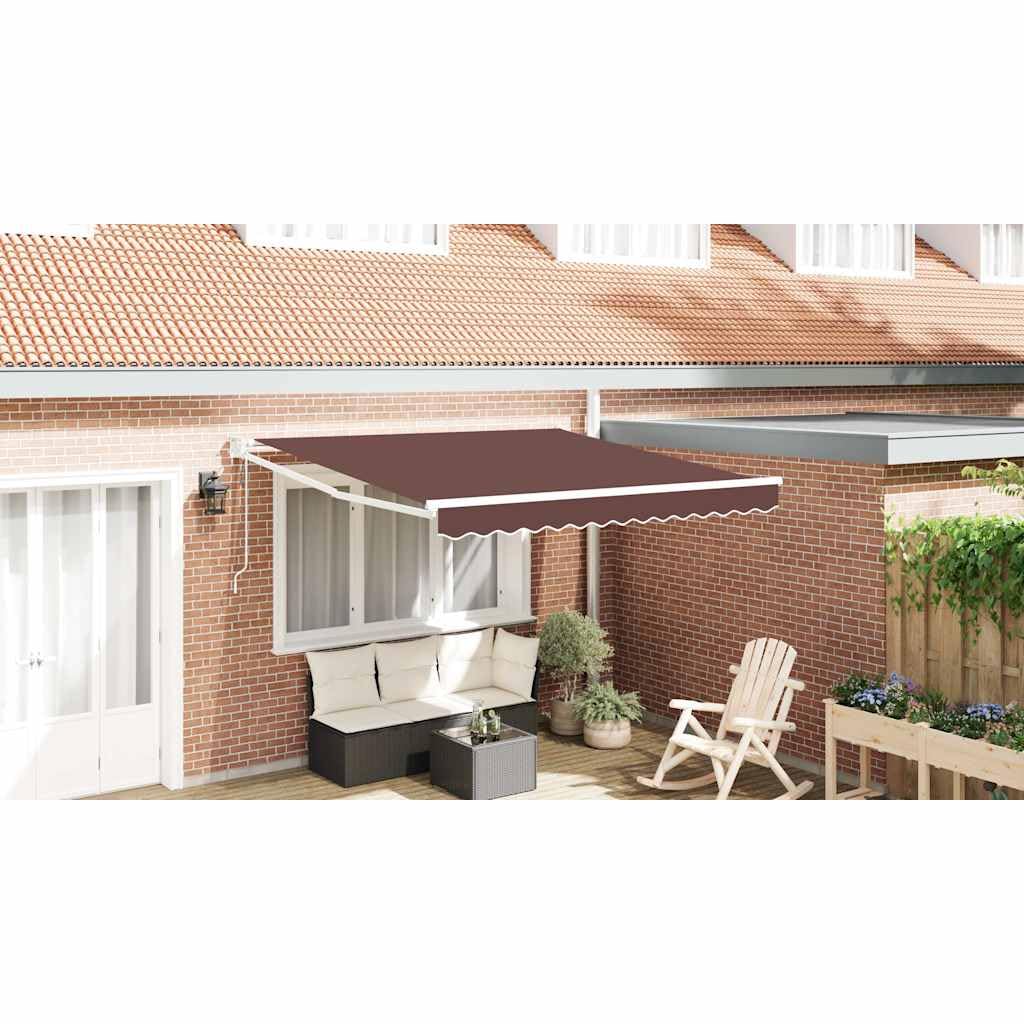 Tenda da sole retrattile automatica marrone 300x250 cm con telecomando, resistente ai raggi UV, per patio, balcone, giardino, veranda, protezione ombra e riparo antivento
