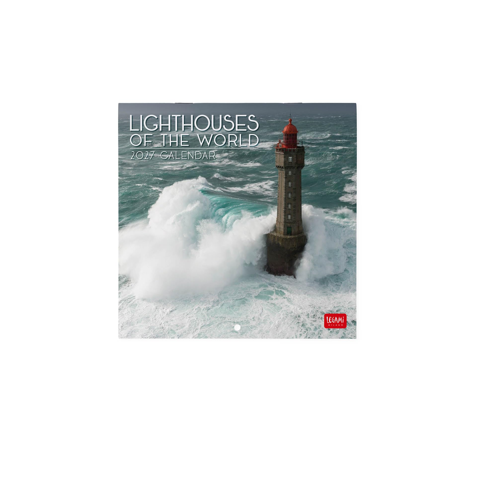 Legami - 2027 Wall Calendar, Lighthouses, Small Wall Calendar, 12 Months and Yearly Planner, in 6 Languages, Space for Notes, Zodiac Signs, International Holidays, 18 x 18 cm