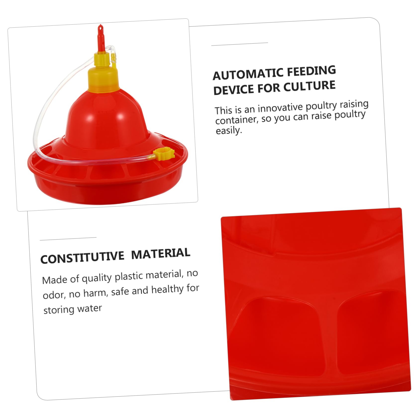 POPETPOP Mangiatoia e Abbeveratoio Automatico in Plastica Rossa per Polli e Oche Flusso D'acqua Costante Resistente al Freddo per Uso Interno ed Esterno
