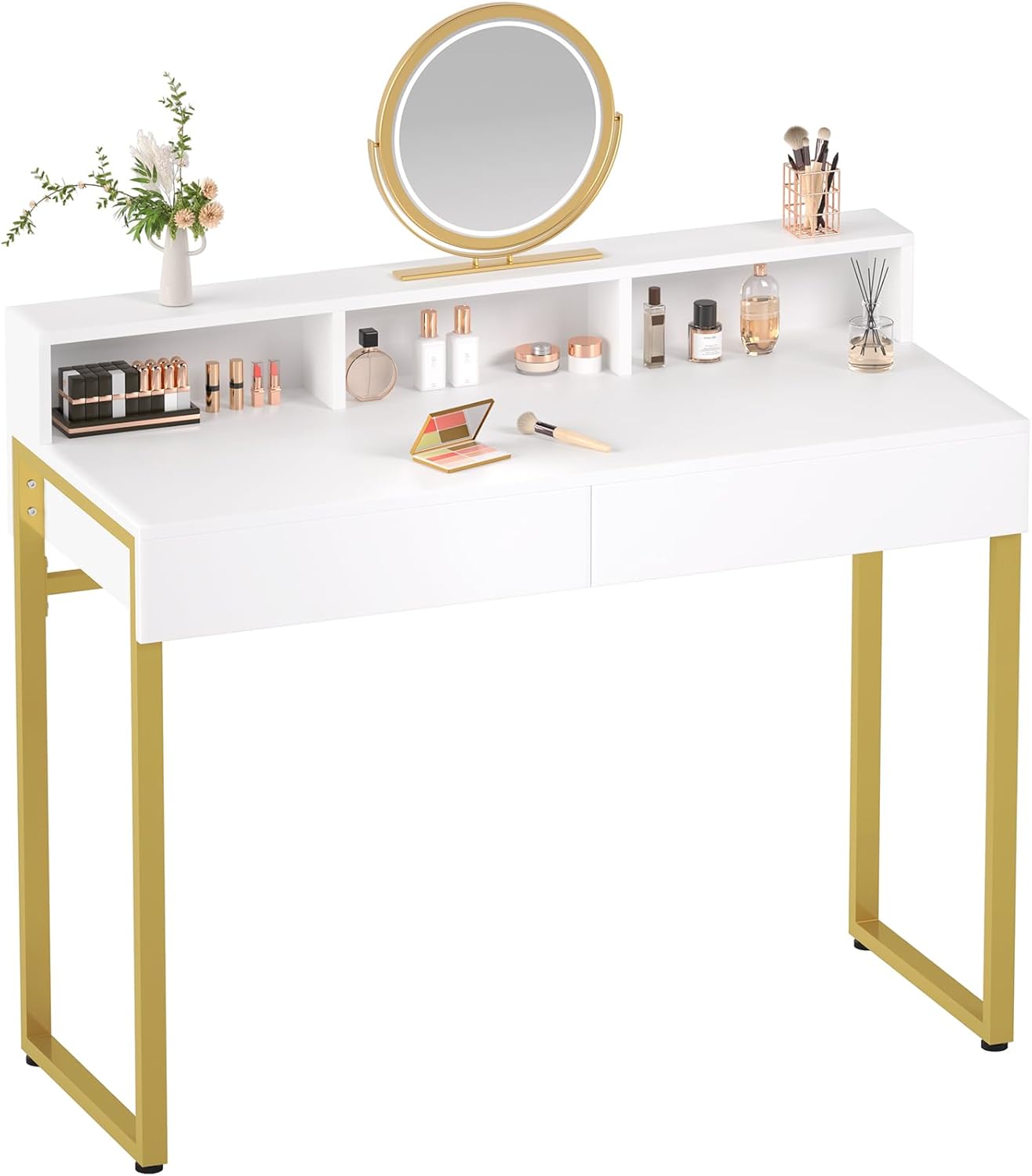 GreenForest Vanity Desk with 2 Drawers,White Makeup Desk