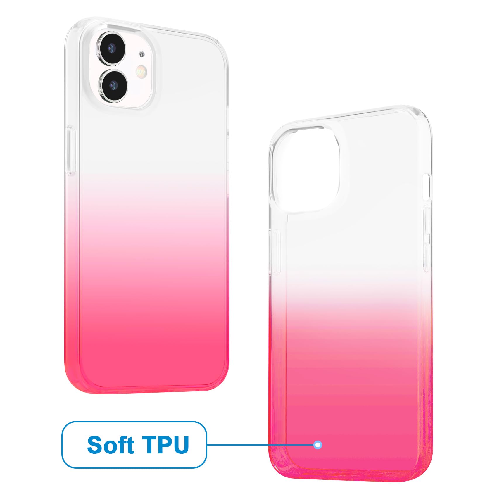 JJGoo Handyhülle Für IPhone 12 & 12 Pro – Transparent, Stoßfest, Mit Rosa-Farbverlauf & Magsafe-Unterstützung