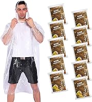 COOY 10 Pack Clear Disposable Rain Ponchos with Drawstring Hood - Waterproof Emergency Ponchos for Adults, Family Pack, One Size Fits All