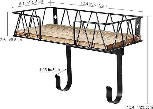 Miniatura 6 de TJ.MOREE Soporte de pared para tabla de planchar  Soporte para plancha y tabla de planchar con cesta de base de madera grande de almacenamiento y