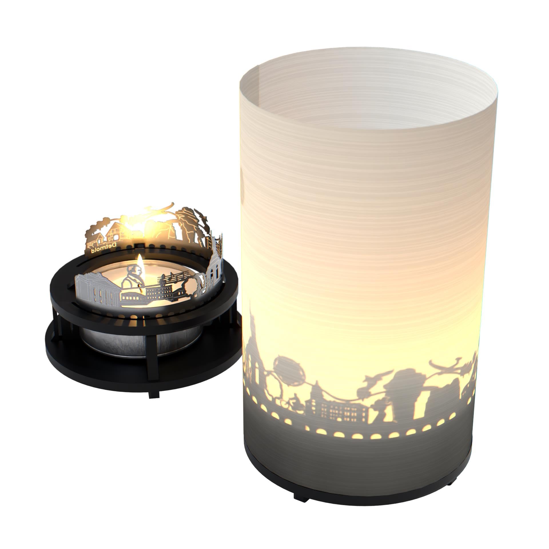 Detmold Premium Gift Box Candle - Beautiful Motif Candle with Detmold Skyline Projection for Stunning Shadow Play - The Perfect Souvenir for Detmold Fans!