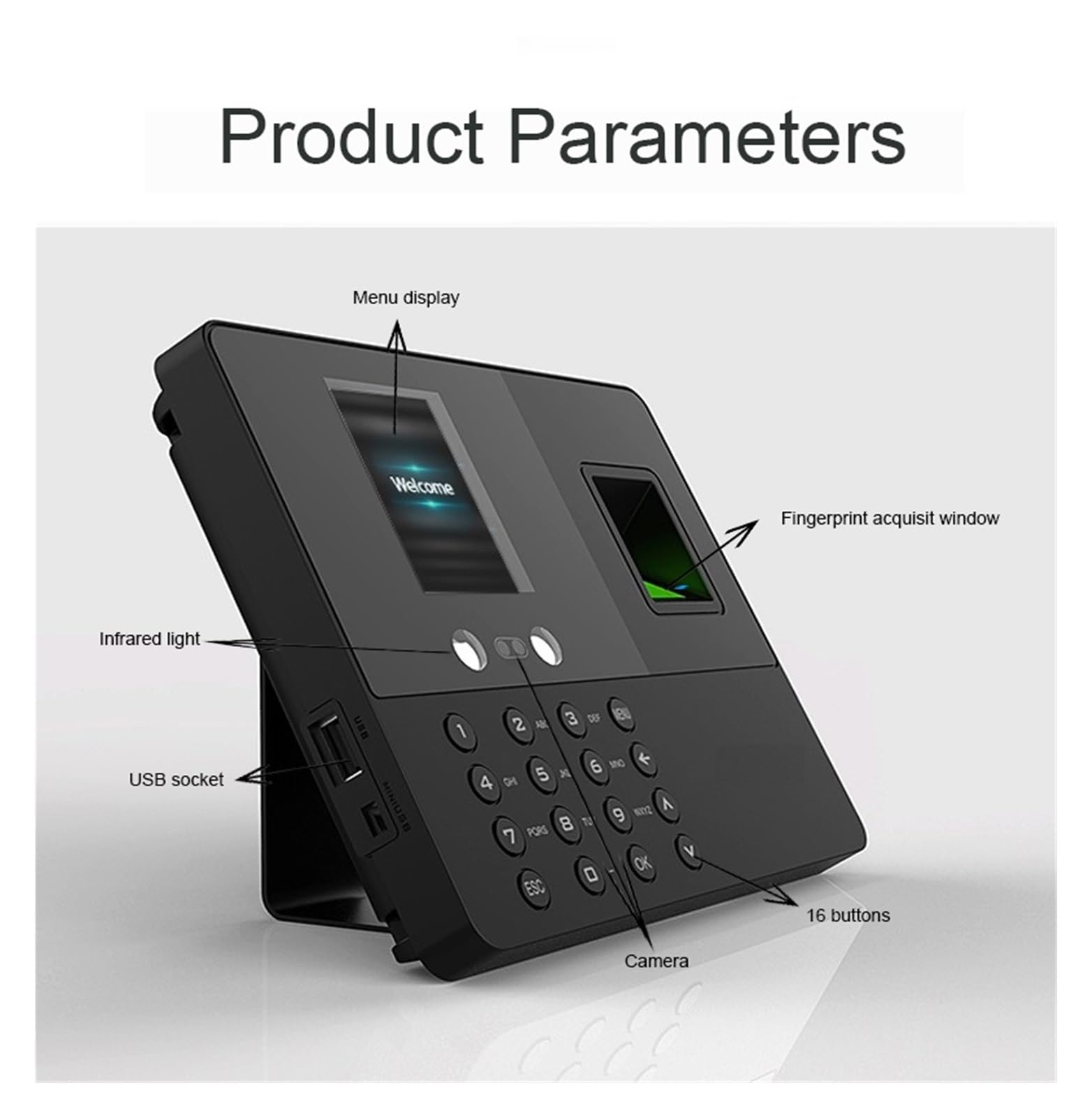 Riconoscimento facciale Impronta digitale biometrica di presenza tempo Macchina Dipendente Impronta digitale dell'ufficio Nessun software Connessione veloce