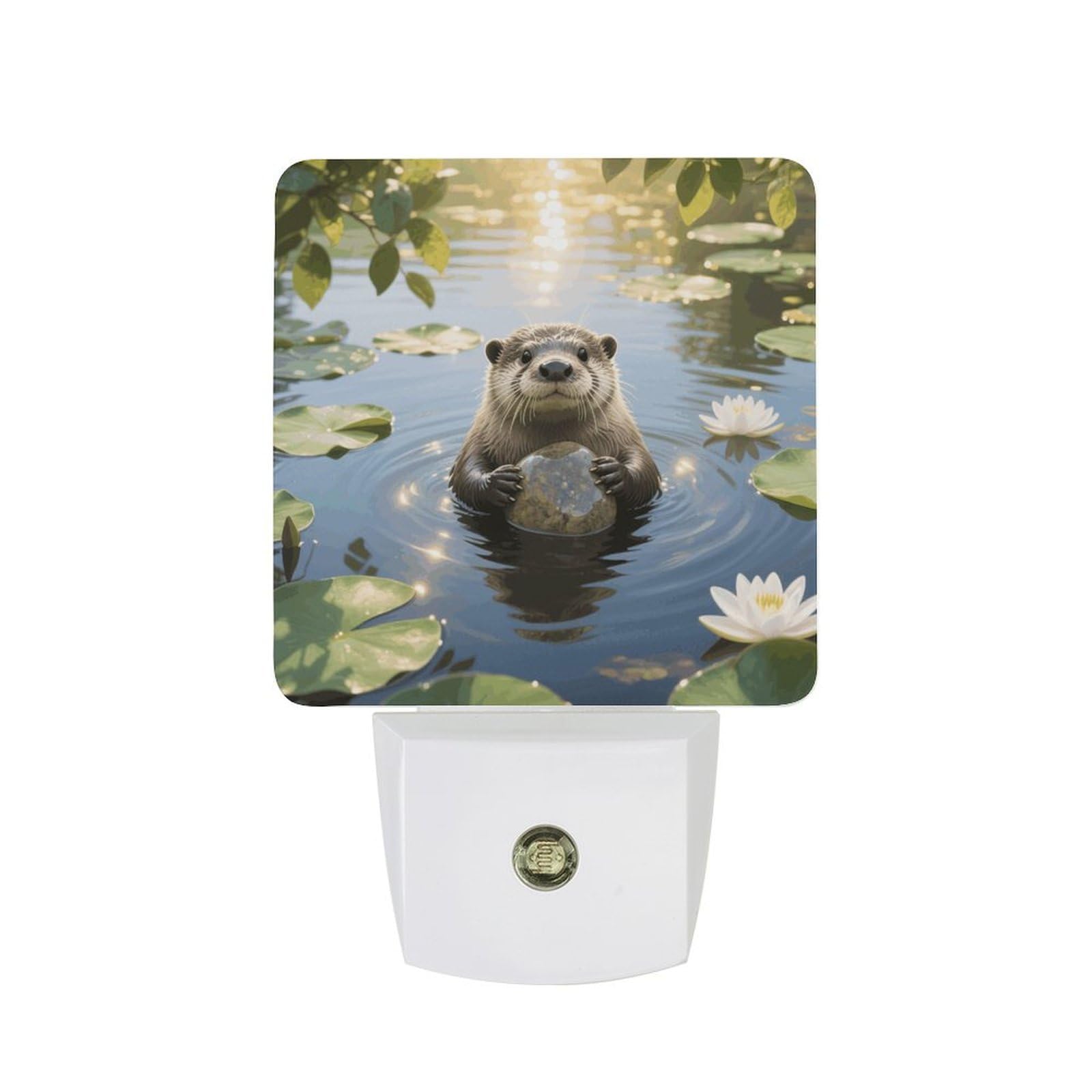 FodPand Night Light Plug Into Wall with Dusk to Dawn Sensor 0.5w Modern LED Otter Plug in Night Lamp Warm White Glow Nightlight for Bedroom Hallway Kitchen Bathroom Stairs Corridor