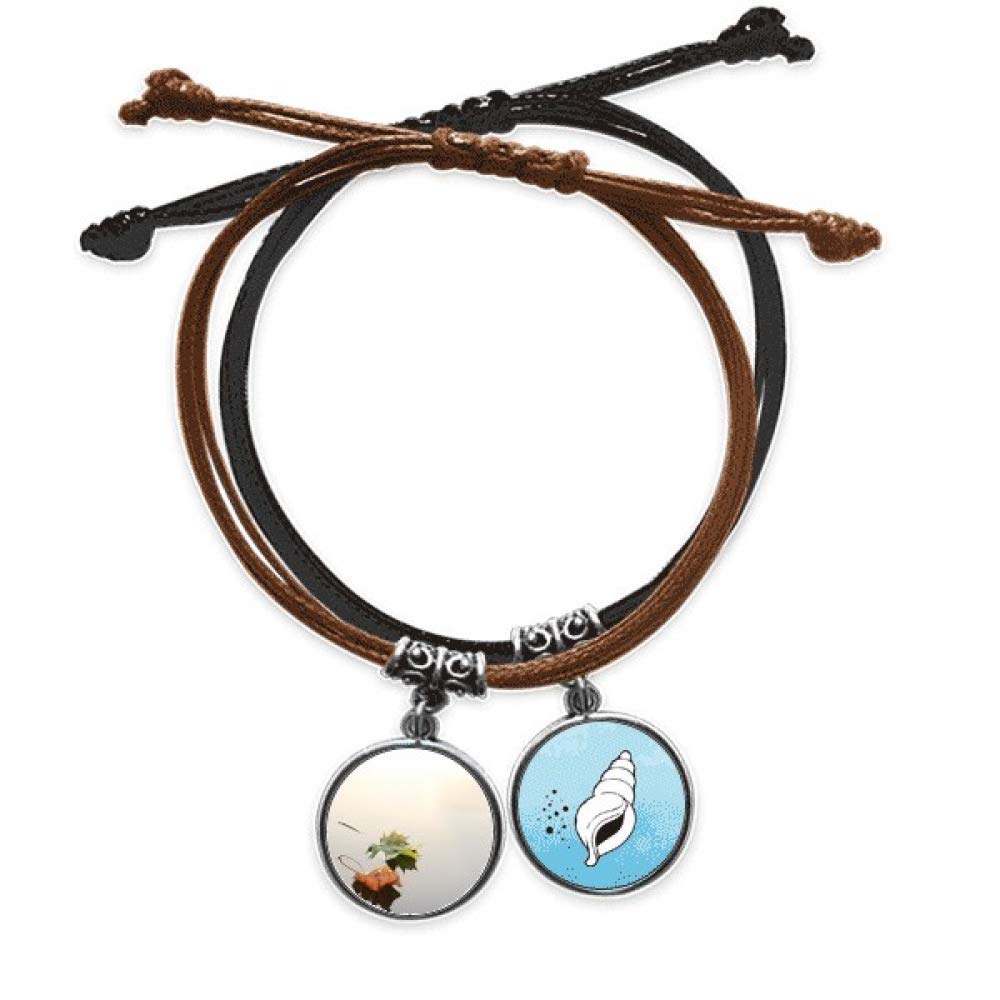 Pulsera de cuerda de hojas caídas con cadena de cuero DIYthinker 3