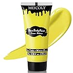 MEICOLY Yellow Face Body Paint,2.37Oz Large Tube Water Based Washable Body Paint,Yellow Face Paint for Halloween Lion Tiger Cosplay Makeup,Professional Face Painting for Adults Kids