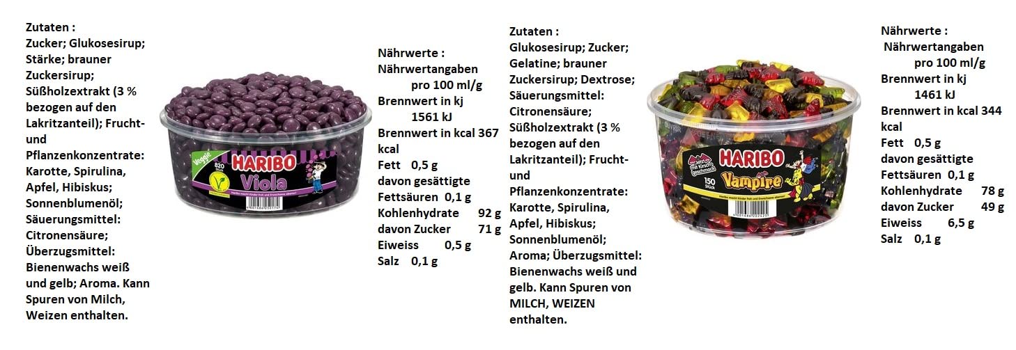8 Dosen Haribo Lakritz Mix aus 7 Sorten 1x Salino, 1x Salzbezeln, 1x Vampire, 1x Viola, 1x Lakritz Schnecken, 1x Konfekt Stangen 2x Color-Rado