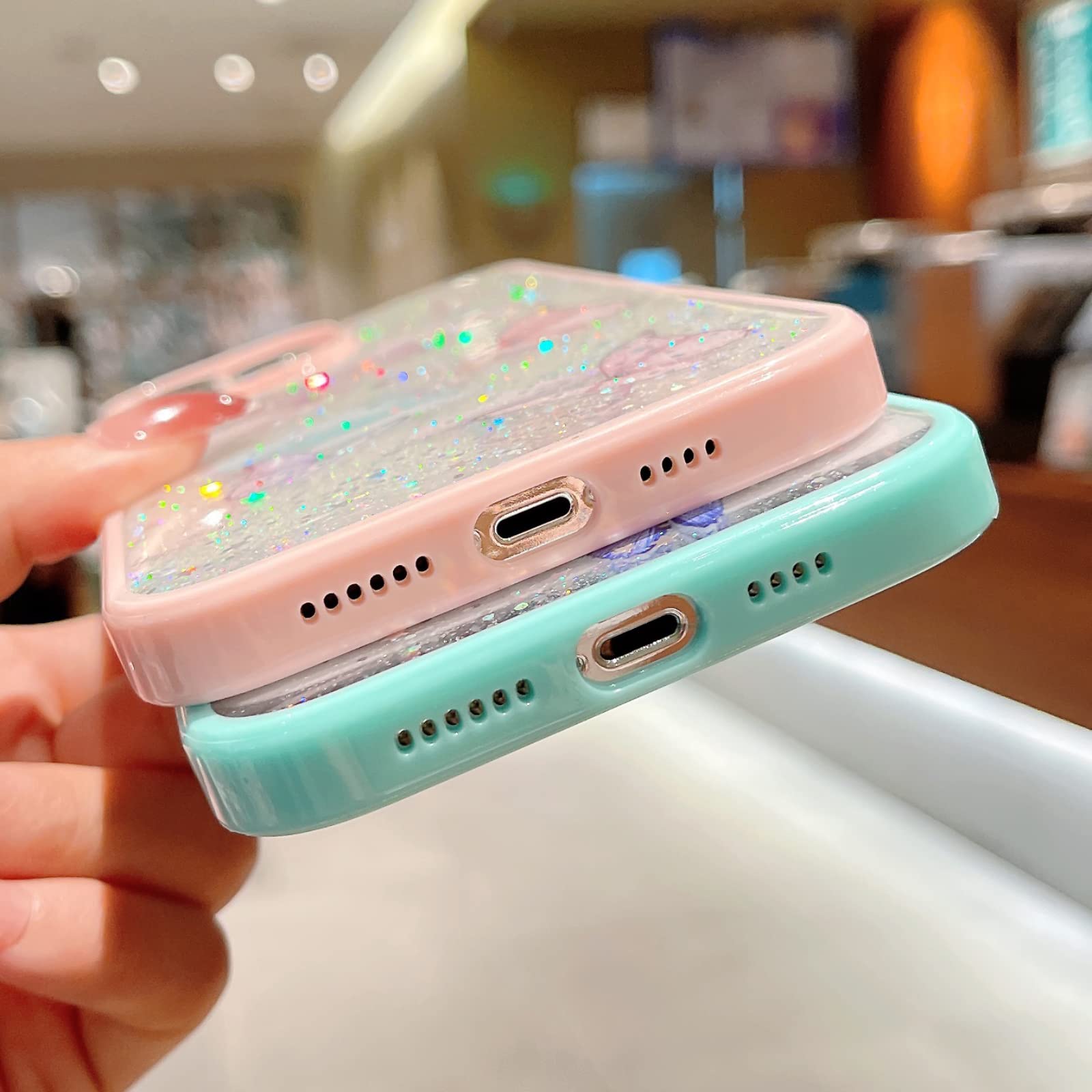 モダンかわいい15 SUYACS for iPhone 15 Case Cute Glitter Bling Sparkly Butterfly