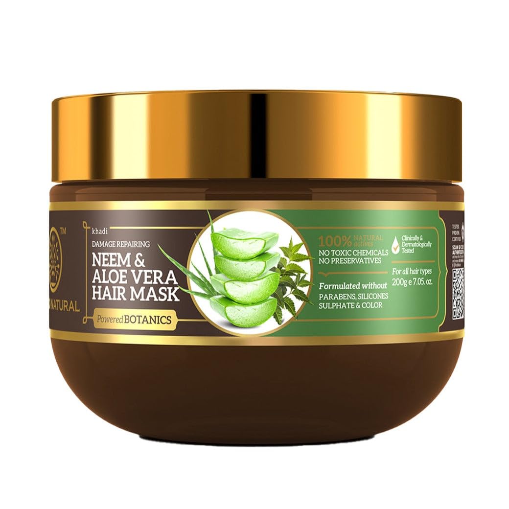 Khadi Natural Neem & Aloe Vera Hair Mask | Repaires Damage Hair | Mask for Dry Hair | Paraben, Silicone & Sulphate Free | Suitable for All Hair Types | Powdered Botanics| 200 gm-picture-11