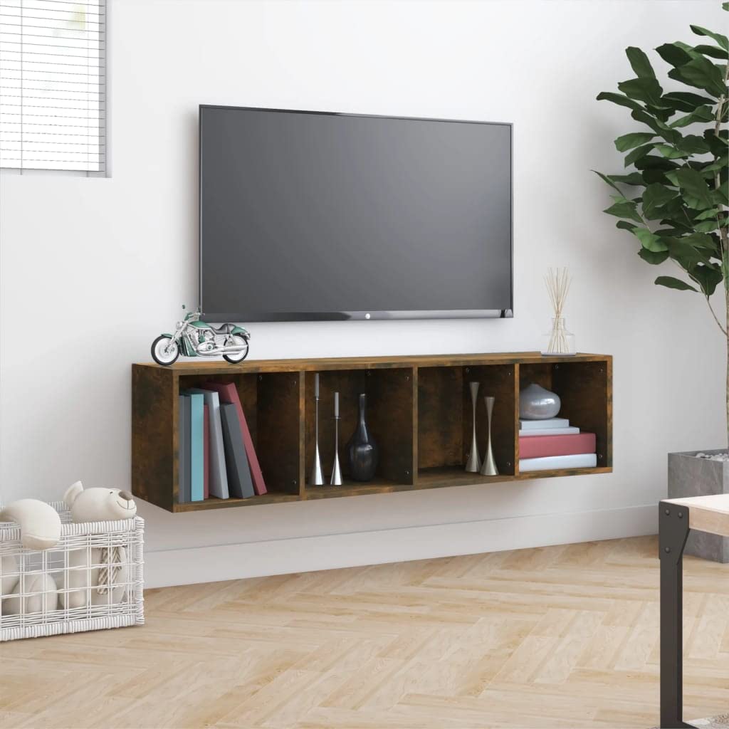 Generisch Bücherschrank/TV-Schrank Räuchereiche 143x30x36cm Holzwerkstoff,Möbel,Regalsysteme,Wandregale-815270