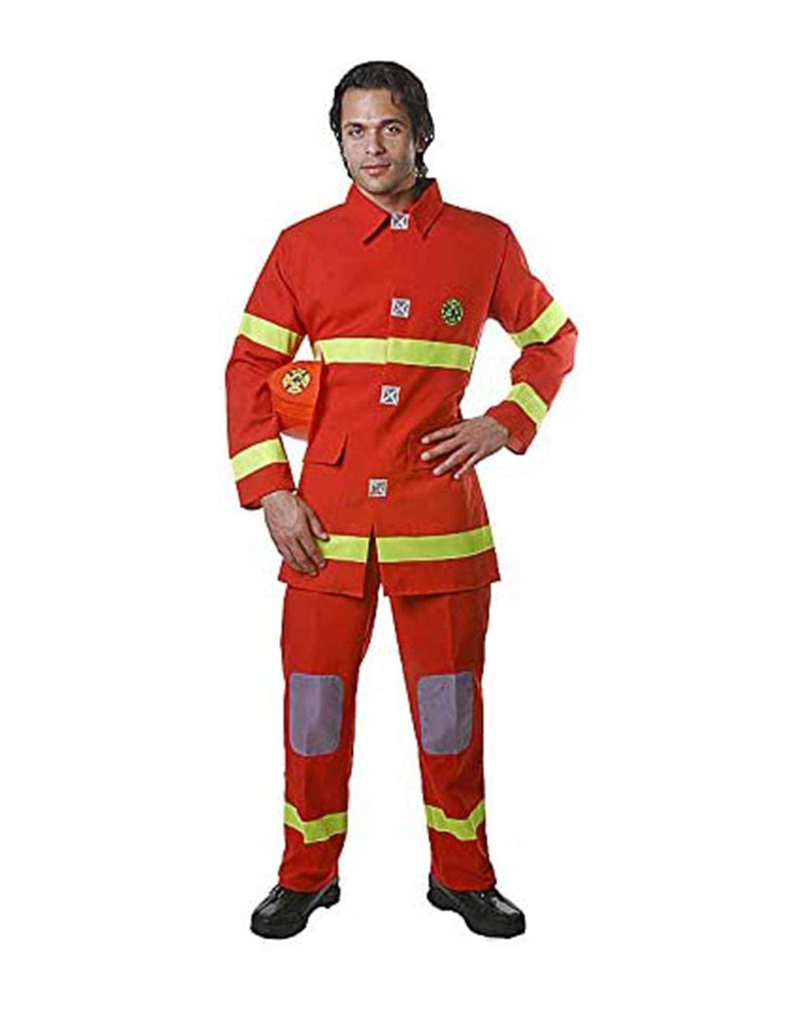 Dress Up AmericaDress Up America Adult Red Fire Fighter Costume, Red, Large (Waist 44-48 Inch, Height 5'6-6'4 Feet)